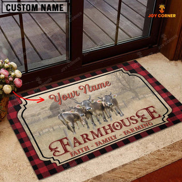 Joycorners Brown Swiss Faith Family Farming Custom Name Doormat