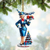 Joycorners Custom Name Flight Attendant Santa Ornament, Flight Attendant Christmas Gift 2D Flat LM2111