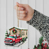 Joycorners Custom Name Santa Truck House Ornament, Christmas Gift Decor 2D Flat LM2111