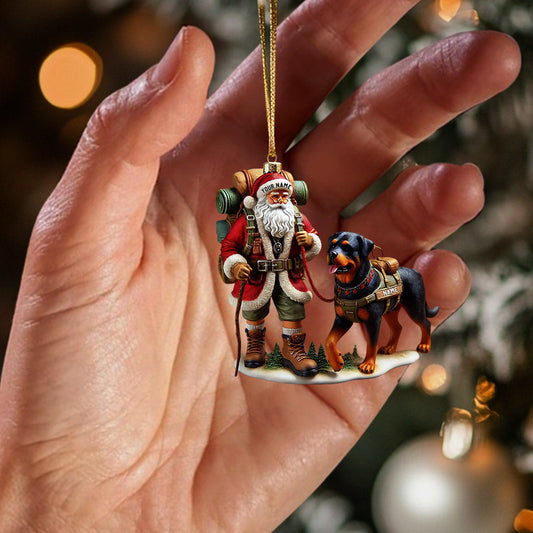 Joycorners Climbing Santa And Dog Home Decor Christmas Ornament, Personalized Ornament 2D Flat LM2211