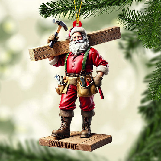Joycorners Carpenter Santa Christmas Ornament, Personalized Ornament 2D Flat LM2211
