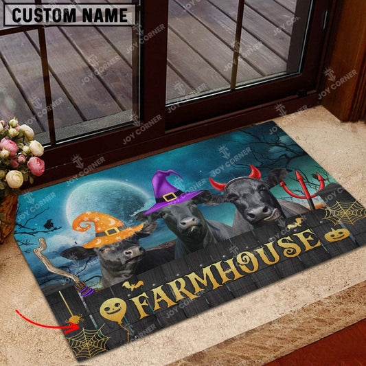 Joycorners Black Angus Cute Halloween Custom Name Doormat