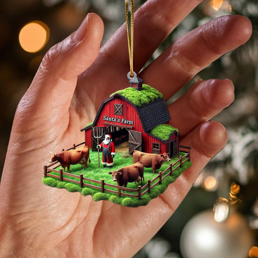Joycorners Santa's Farm Christmas Ornament, Personalized Ornament 2D Flat LM2211