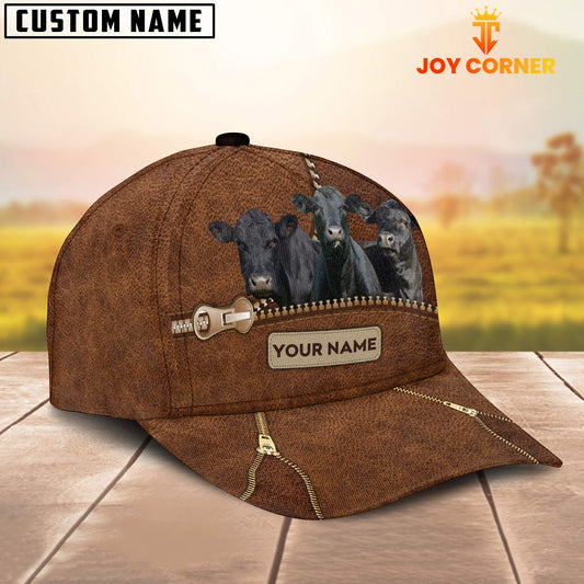 Joycorners Black Angus Cattle Zipper Pattern Customized Name Cap