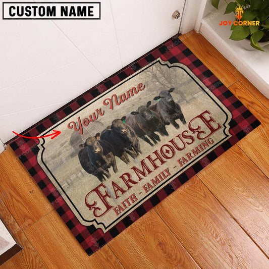 Joycorners Black Angus Faith Family Farming Custom Name Doormat