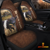 Joycorners Belted Galloway Personalized Name Leather Pattern Car Seat Covers Universal Fit (2Pcs)