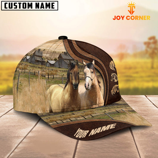 Joycorners American Quarter Horses Dark Brown Pattern Customized Name Cap