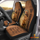Joycorners Highland Happiness Personalized Name Leather Pattern Car Seat Covers Universal Fit (2Pcs)