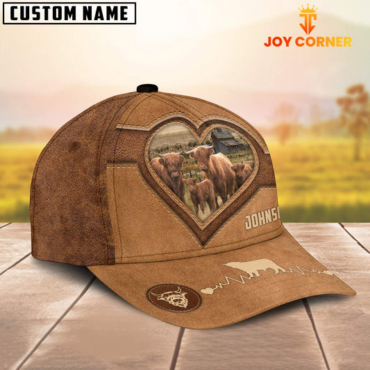 Joycorners Highland Cattle Heart Shaped Style Customized Name Cap