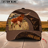 Joycorners Texas Longhorn Cattle Leather Pattern Customized Name Cap