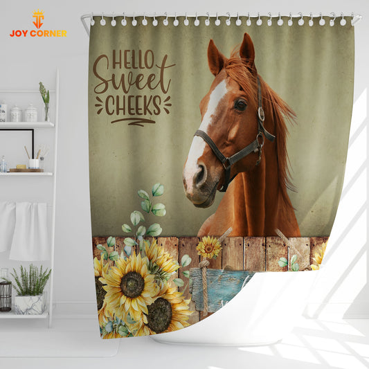 Joycorners Horse Hello Sweet Cheeks 3D Shower Curtain