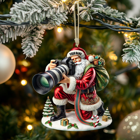 Joycorners Santa Photographer Home Decor Christmas Ornament, Personalized Ornament 2D Flat LM2211
