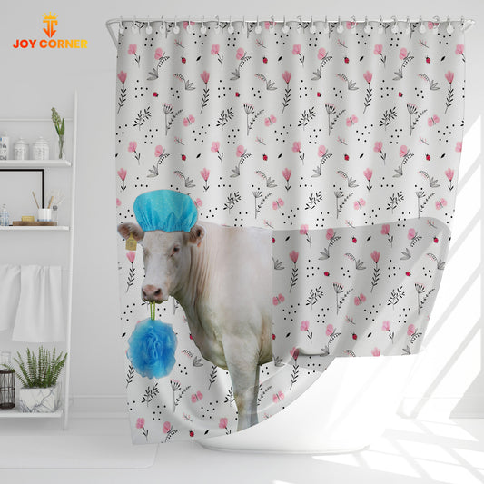 Joycorners Charolais Flower 3D Shower Curtain