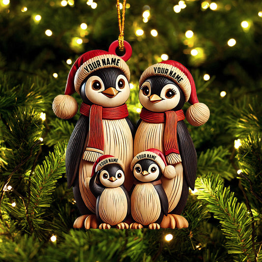 Joycorners Penguin Family Christmas Ornament, Personalized Ornament 2D Flat LM2211