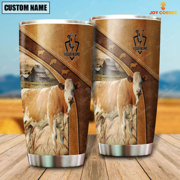 Joycorners Custom Name Simmental Pattern Tumbler