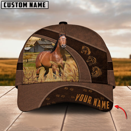 Joycorners Horse Lovers Leather Pattern Customized Name Cap