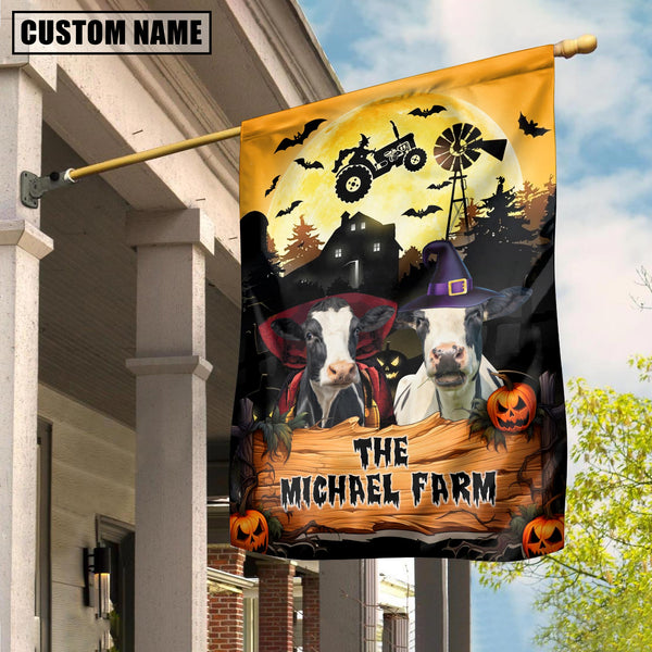 Joycorners Farm Holstein Halloween Custom Name 3D Flag