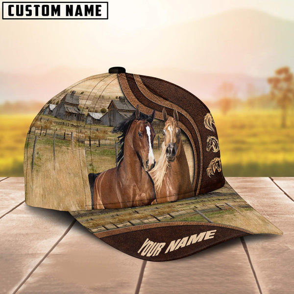 Joycorners Arabian Horses Dark Brown Pattern Customized Name Cap