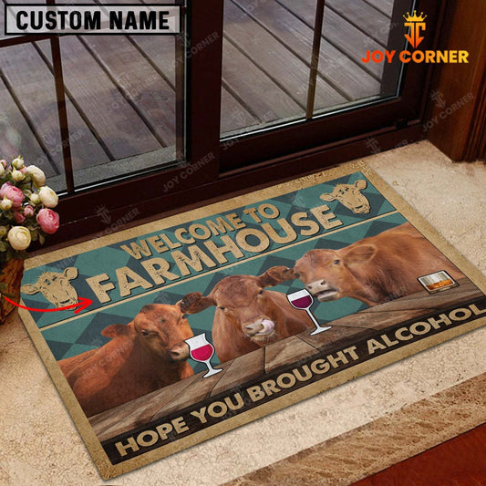 Joycorners Red Angus Hope You Bought Alcohol Custom Name Doormat