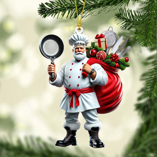Joycorners The Chef Santa Coming Christmas Ornament, Personalized Ornament 2D Flat LM2211