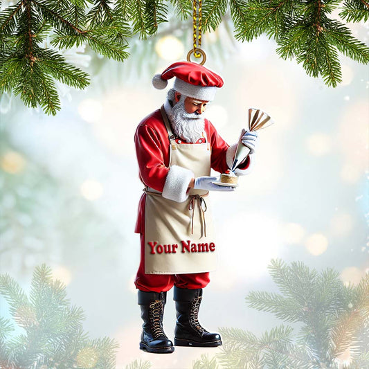 Joycorners Custom Name Bakery Santa Ornament, Christmas Gift 2D Flat LM2211