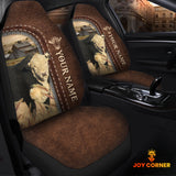 Joycorners Black Hereford Personalized Name Leather Pattern Car Seat Covers Universal Fit (2Pcs)