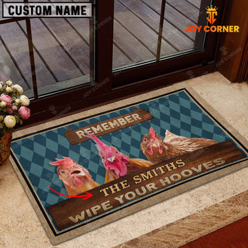 Joycorners Chicken Wipe Your Hooves Custom Name Doormat