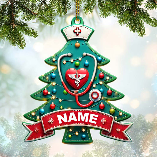 Joycorners Custom Name Nurse Ornament, Christmas Gift for Nurses 2D Flat LM2111