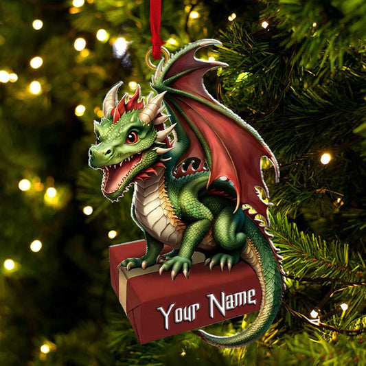 Joycorners Custom Name Dragon Ornament, Christmas Gift for Dragon Lover 2D Flat LM2211