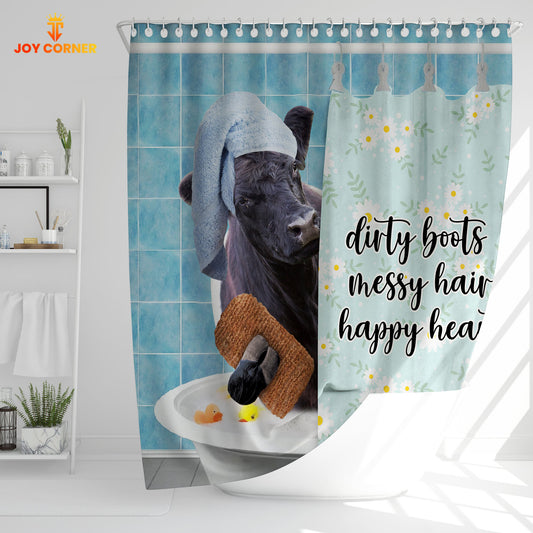 Joy Corners Belted Galloway Dirty Boots, Messy Hair, Happy Heart  3D Shower Curtain