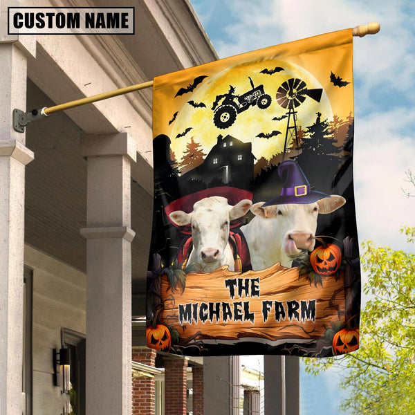 Joycorners Farm Charolais Halloween Custom Name 3D Flag