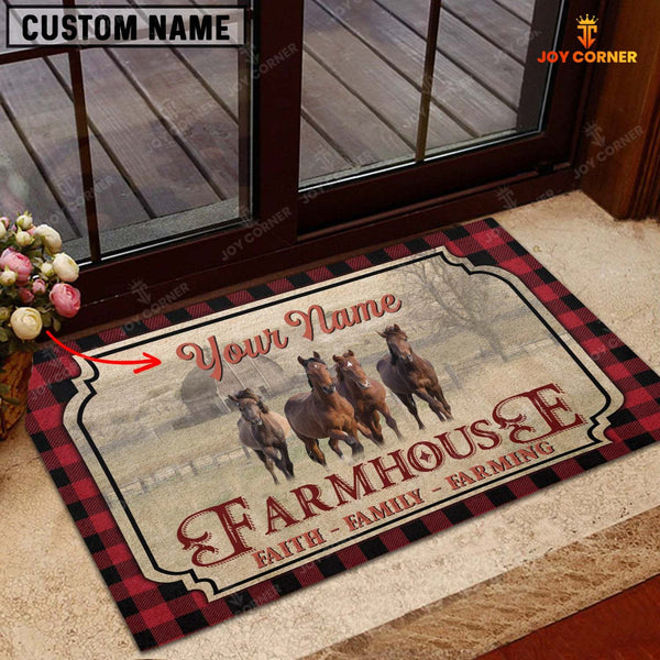 Joycorners Horse Faith Family Farming Custom Name Doormat