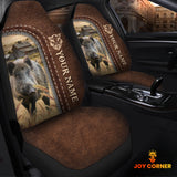 Joycorners Hogs Personalized Name Leather Pattern Car Seat Covers Universal Fit (2Pcs)