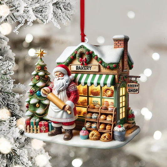 Joycorners Santa Shop Home Decor Christmas Ornament, Personalized Ornament 2D Flat LM2211