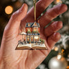 Joycorners Book And Tea Christmas Ornament, Personalized Ornament 2D Flat LM2211