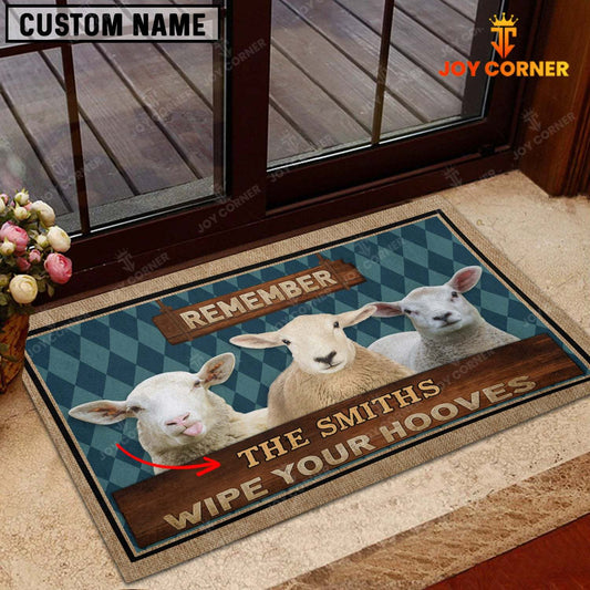 Joycorners Sheep Wipe Your Hooves Custom Name Doormat