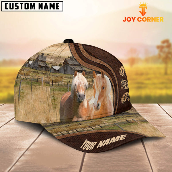 Joycorners Haflinger Horses Dark Brown Pattern Customized Name Cap