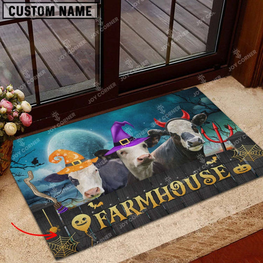 Joycorners Black Baldy Cute Halloween Custom Name Doormat