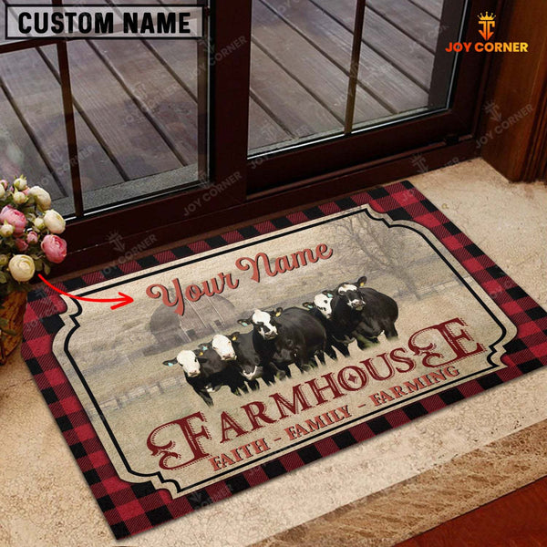 Joycorners Black Baldy Faith Family Farming Custom Name Doormat