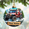 Joycorners Custom Name Santa Ride Ornament, Santa Christmas Gift 2D Flat LM2111