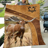 Joycorners Texas Longhorn Custom Name Blanket Collection