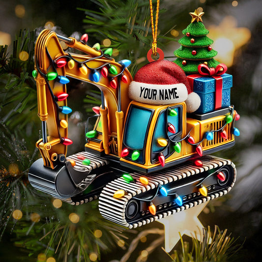 Joycorners Excavator Decor Christmas Ornament, Personalized Ornament 2D Flat LM2211