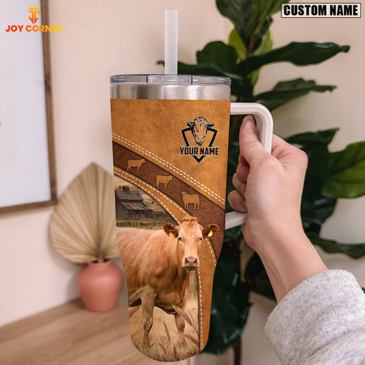 Joycorners Limousin Pattern Customized Name Handle Cup