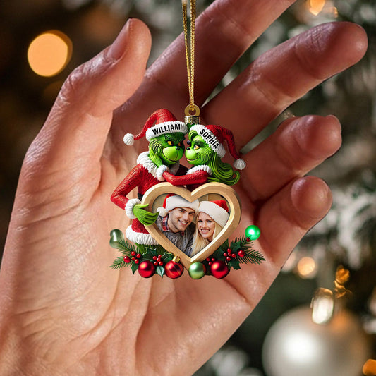 Joycorners Heart Photo Couple ELF Home Decor Christmas Ornament, Personalized Ornament 2D Flat LM2211
