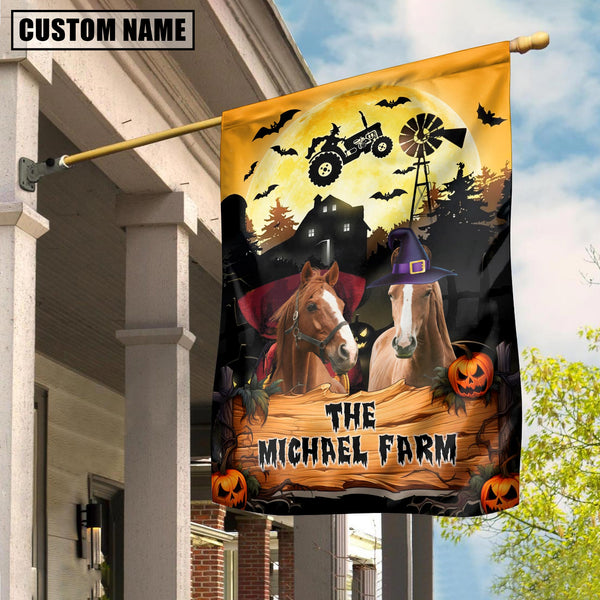 Joycorners Farm Horse Halloween Custom Name 3D Flag