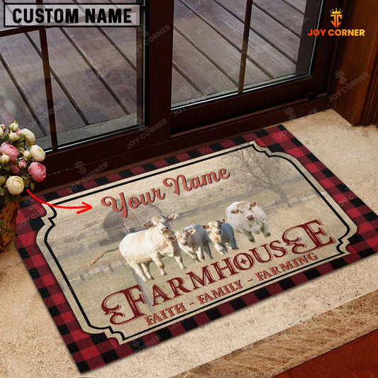Joycorners Charolais No Horn Faith Family Farming Custom Name Doormat