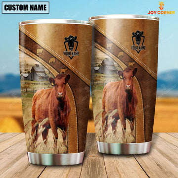 Joycorners Custom Name Red Angus Pattern Tumbler