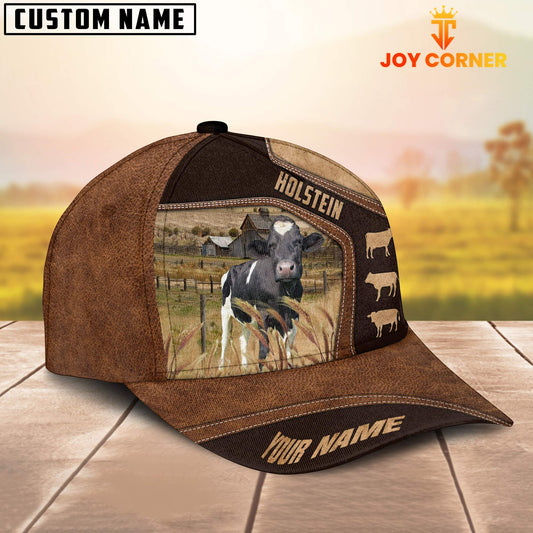 Joy Corners Holstein On Farm Brown Leather Pattern Customized 3D Cap