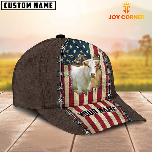 Joy Corners Charolais Flag Customized Name Denim Cap