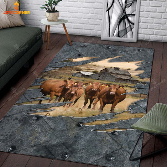 Joycorners Red Angus Farming Rug